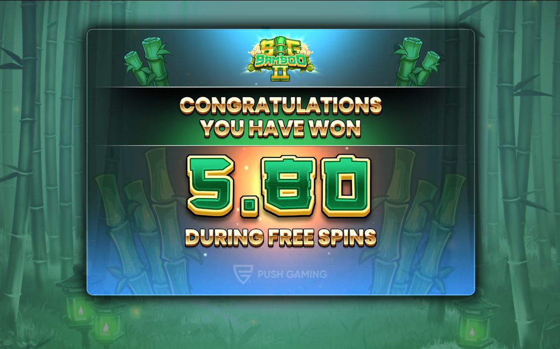Vinstskärmen med SUPER WIN och vunnen summa